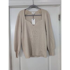 Skies are Blue Curvy Ribbed Sweater women's 1X cream sweetheart‎ NWTs Minimalist